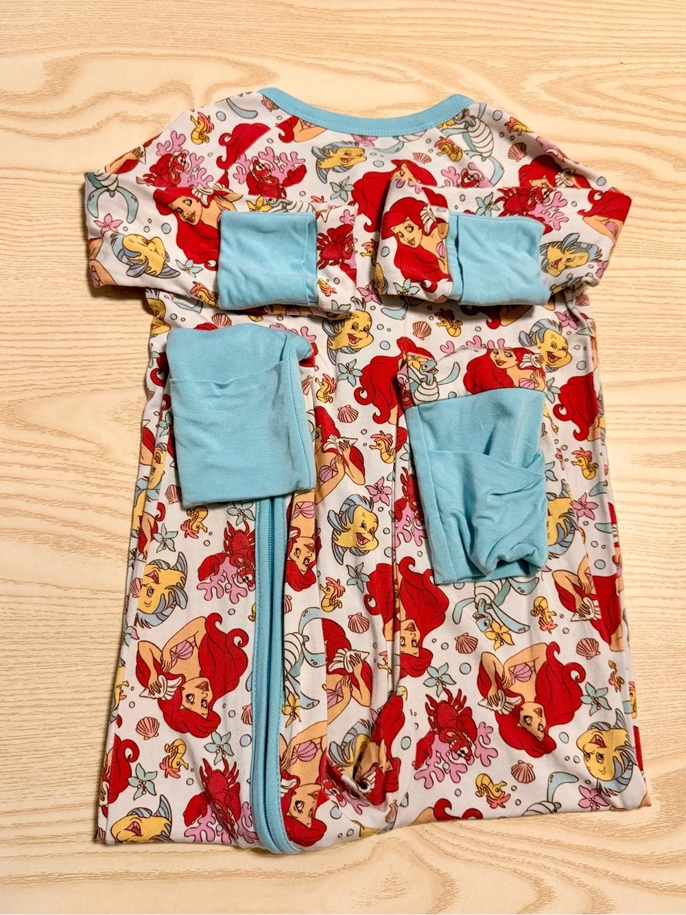Blush Lotus Ariel Print Light Blue Bamboo Zippy Pajamas Size 18-24 months